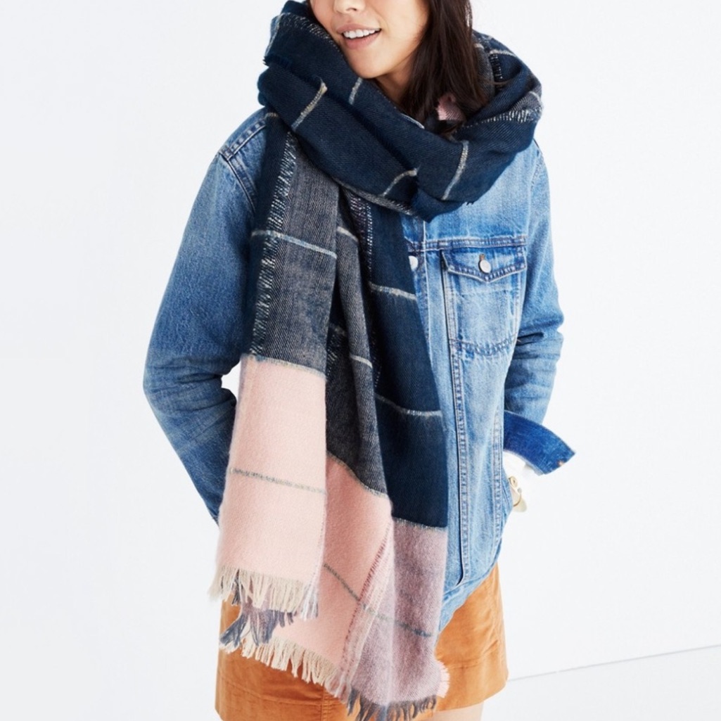 Madewell Brushed Plaid Scarf Wool Blend